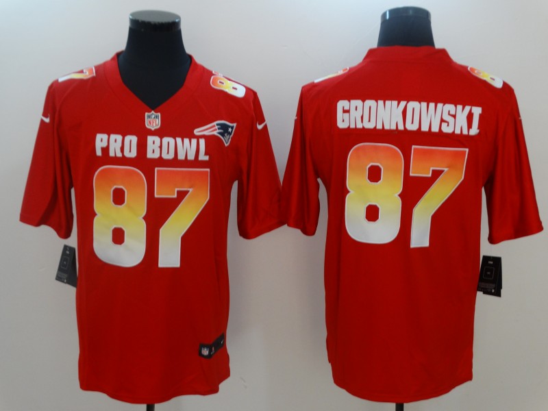 Men's AFC New England Patriots #87 Rob Gronkowski Red 2019 Pro Bowl NFL Game Jersey