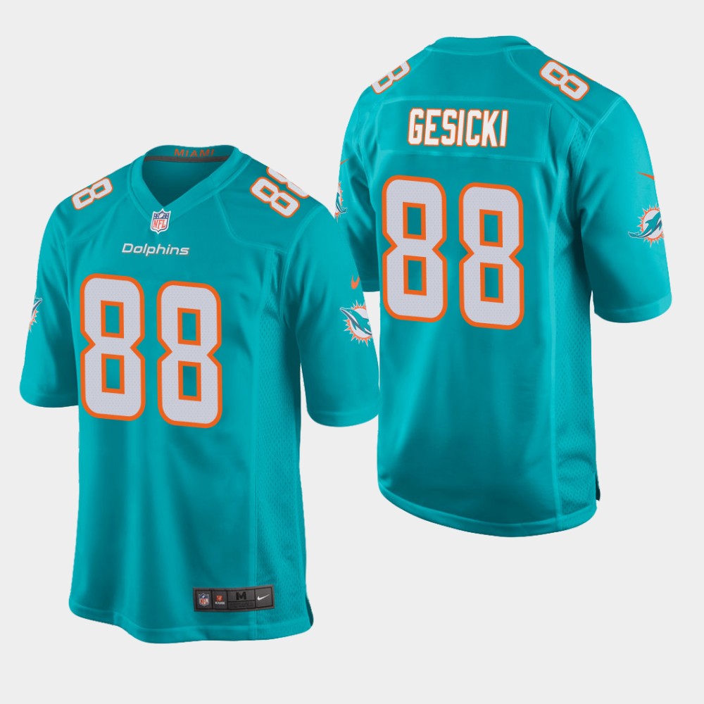 Men's Miami Dolphins #88 Mike Gesicki Aqua NFL Stitched Jersey