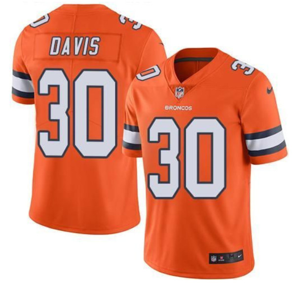 Men's Denver Broncos #30 Terrell Davis Orange Vapor Untouchable Limited Stitched Jersey