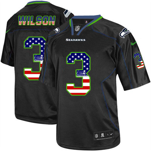 Men's Nike Seahawks #3 Russell Wilson Black USA Flag Fashion Elite Stitched Jersey