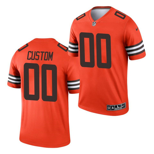 Men's Cleveland Browns ACTIVE PLAYER Custom Orange Inverted Legend Football Jersey (Check description if you want Women or Youth size)