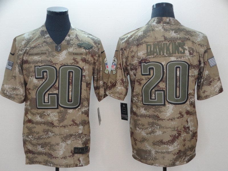 Men's Philadelphia Eagles #20 Brian Dawkins 2018 Camo Salute To Service Limited Stitched NFL Jersey