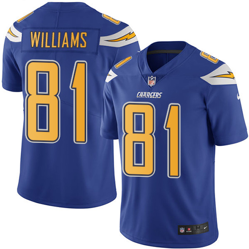 Men's Los Angeles Chargers # 81 Mike Williams Blue Vapor Untouchable Limited Stitched NFL Jersey