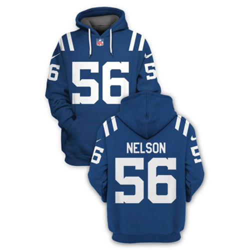 Men's Indianapolis Colts #56 Quenton Nelson 2021 Blue Pullover Hoodie