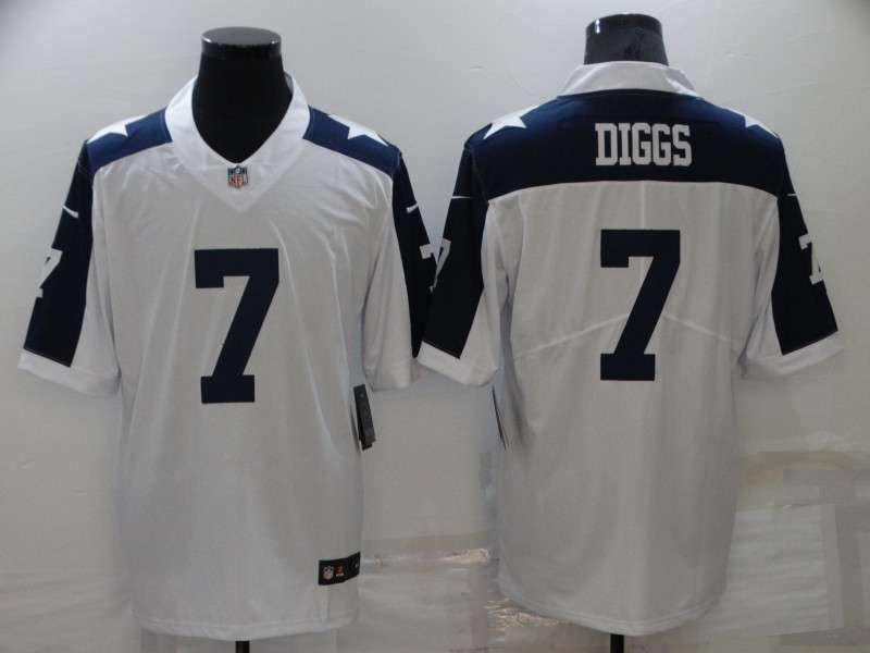 Men's Dallas Cowboys #7 Trevon Diggs White/Navy Vapor Limited Stitched