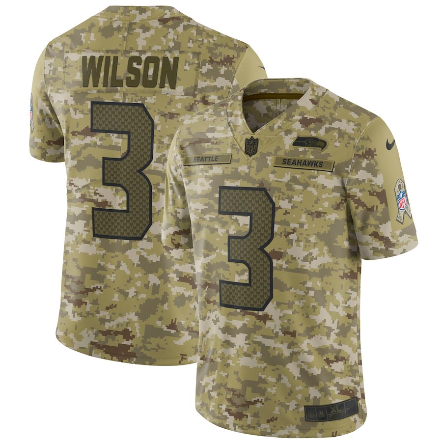 Men's Seahawks #3 Russell Wilson 2018 Camo Salute to Service Limited Stitched NFL Jersey