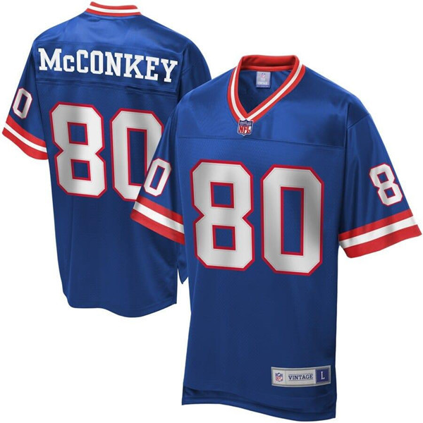 Men's New York Giants #80 Phil McConkey Mitchell & Ness Blue Throwback Stitched Jersey