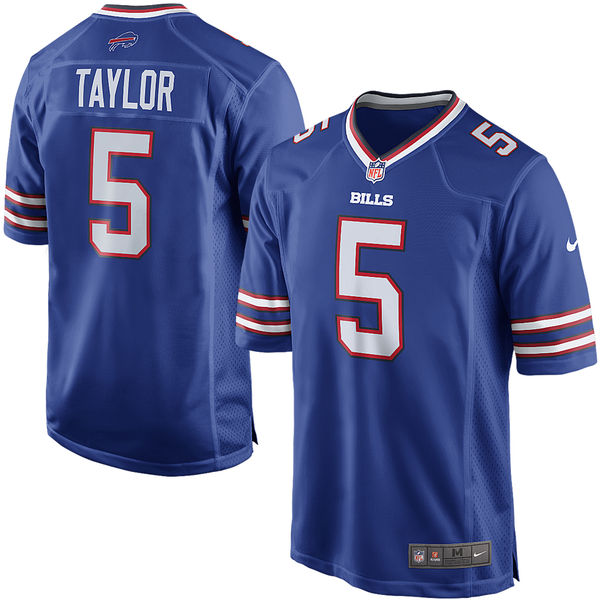 Nike Bills #5 Tyrod Taylor Blue Men's Stitched NFL Elite Rush Jersey