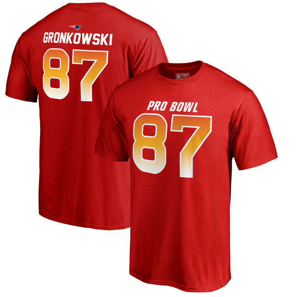 Patriots Rob Gronkowski AFC Pro Line 2018 NFL Pro Bowl Red T-Shirt