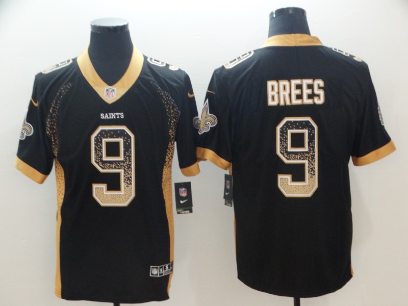 Men's New Orleans Saints #9 Drew Brees Black 2018 Drift Fashion Color Rush Limited Stitched NFL Jersey
