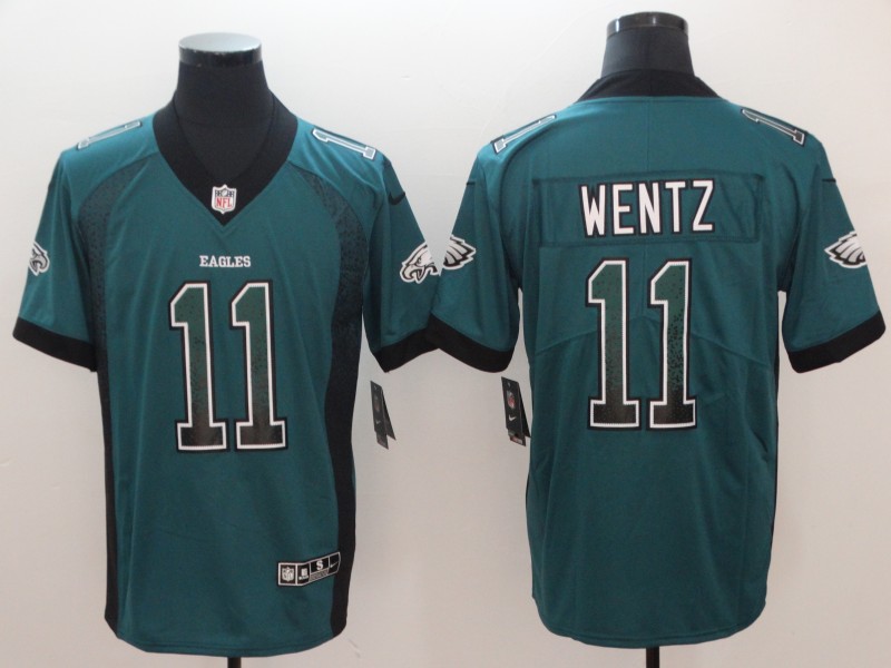 Men's Eagles #11 Carson Wentz Green 2018 Drift Fashion Color Rush Limited Stitched NFL Jersey
