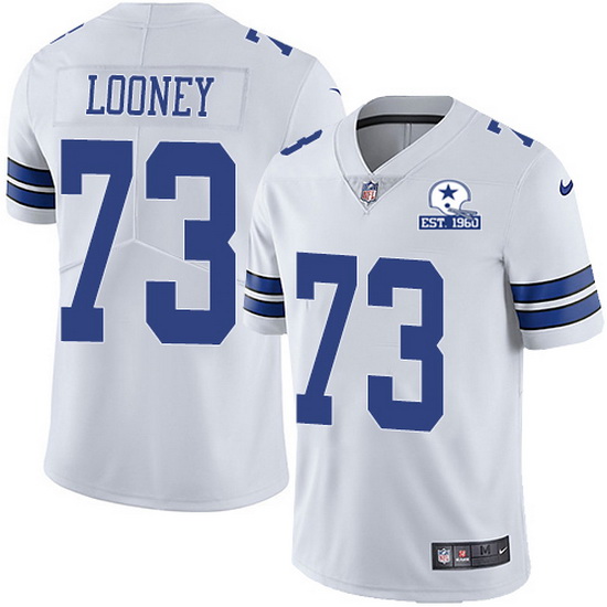 Men's Dallas Cowboys #73 Joe Looney White With Est 1960 Patch Limited Stitched NFL Jersey