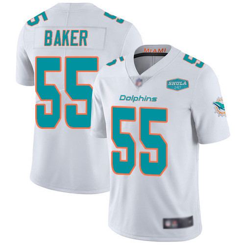 Men's Miami Dolphins #55 Jerome Baker White With 347 Shula Patch 2020 Vapor Untouchable Limited Stitched NFL Jersey