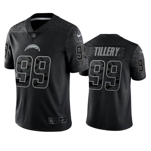 Men's Los Angeles Chargers #99 Jerry Tillery Black Reflective Limited ...