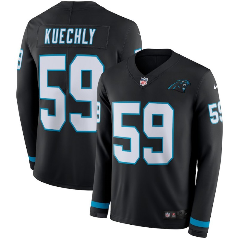 Men's Carolina Panthers #59 Luke Kuechly Black Therma Long Sleeve Stitched NFL Jersey