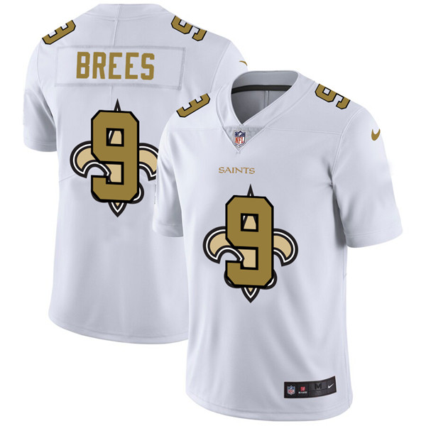 Men's New Orleans Saints #9 Drew Brees White Stitched NFL Jersey