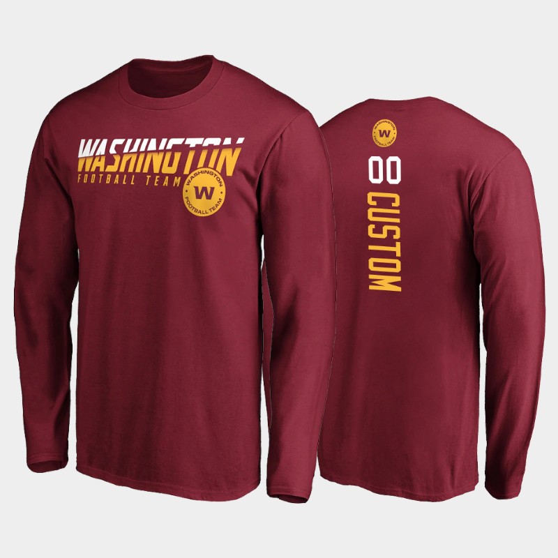 Men's Washington Football Team ACTIVE PLAYER Custom Burgundy 2020 Disrupt Mascot Long Sleeve T-Shirt