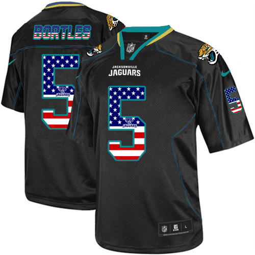 Men's Nike Jaguars #5 Blake Bortles Black USA Flag Fashion Elite Stitched Jersey