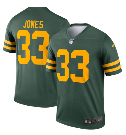 Men's Green Bay Packers #33 Aaron Jones 2021 Green Legend Stitched Football Jersey