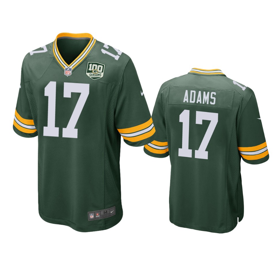 Men's Green Bay Packers #17 Davante Adams Green 2019 100th Season NFL Game Jersey