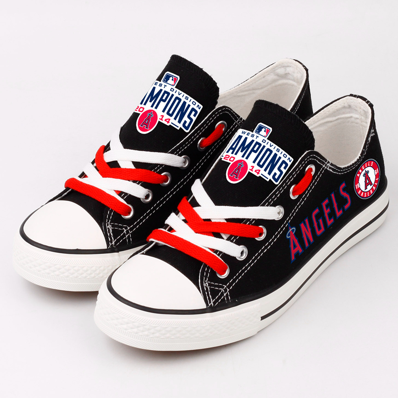 Women and Youth MLB Los Angeles Angels Repeat Print Low Top Sneakers 003