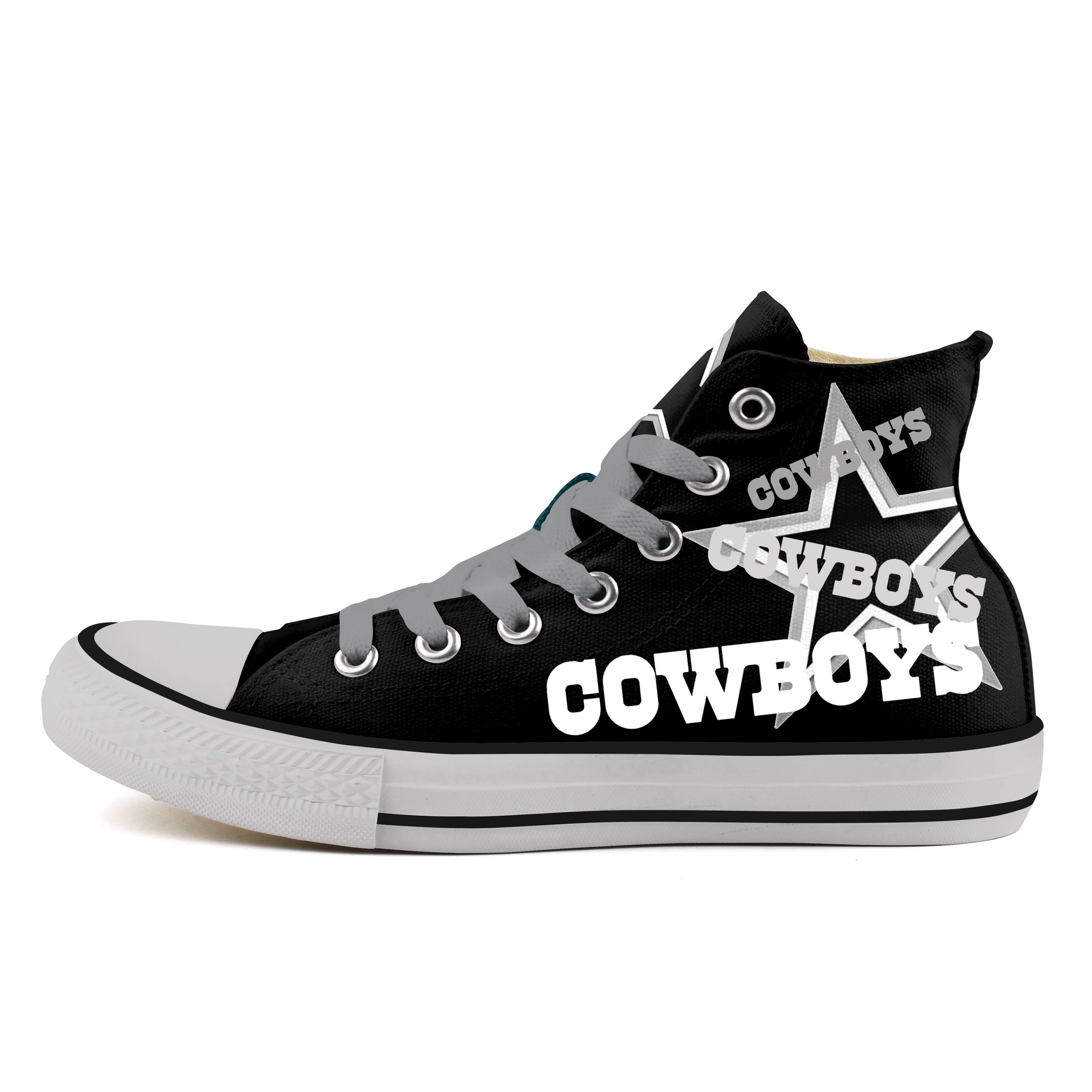 Women Or Youth NFL Dalls Cowboys Repeat Print High Top Sneakers 014