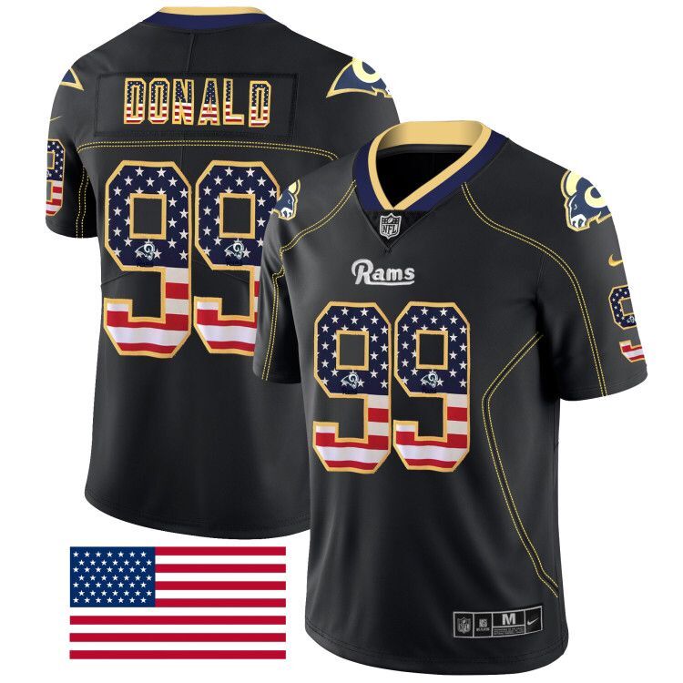 Men's Los Angeles Rams #99 Aaron Donald 2018 Black USA Flag Color Rush Limited Fashion NFL Stitched Jersey