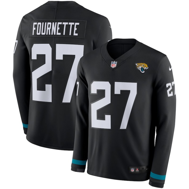 Men's Jacksonville Jaguars #27 Leonard Fournette Black Therma Long Sleeve Stitched NFL Jersey