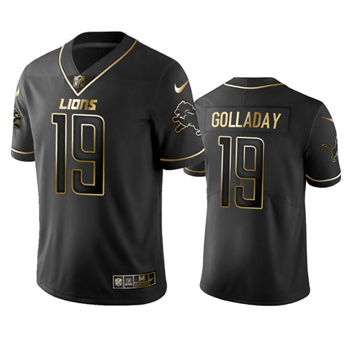 Men's Detroit Lions #19 Kenny Golladay Black 2019 Golden Edition Limited Stitched NFL Jersey