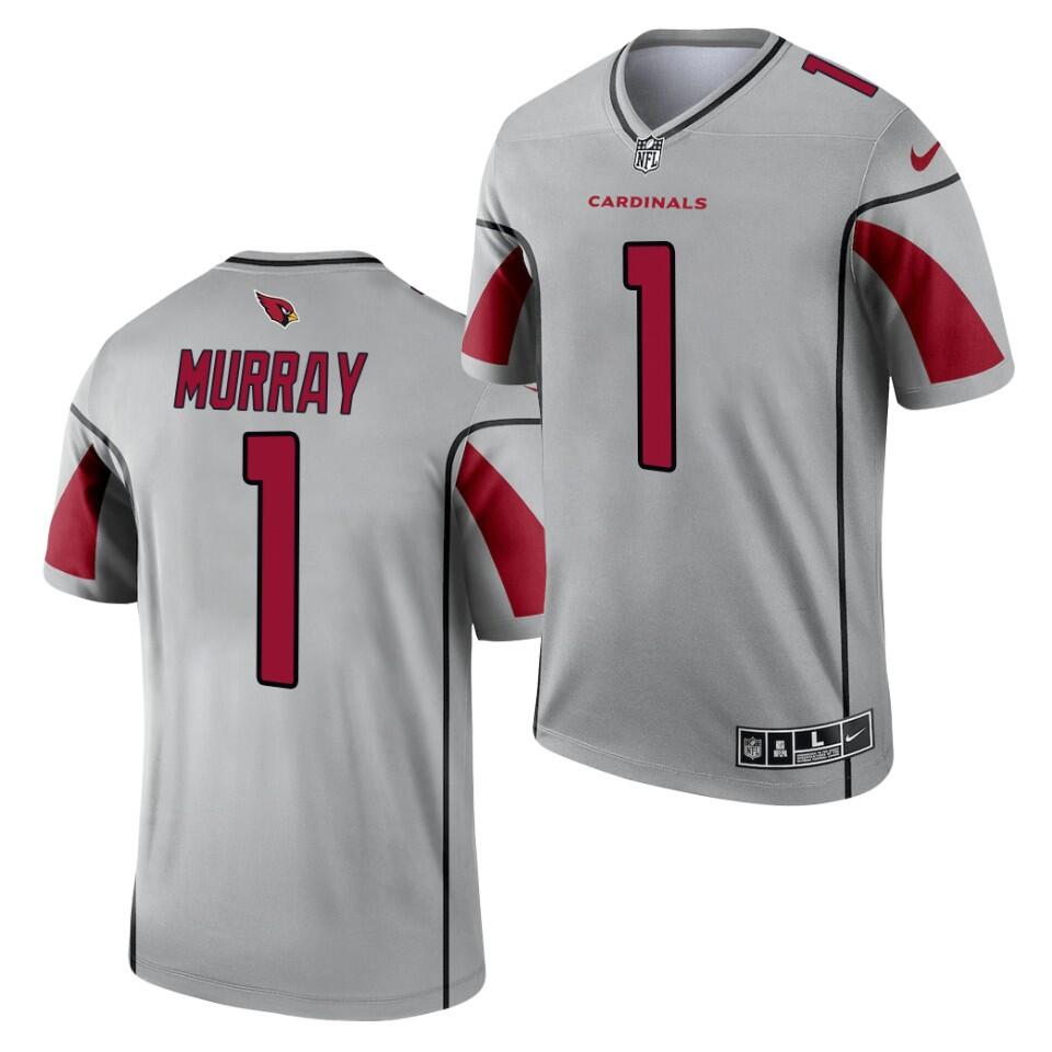 Men's Arizona Cardinals #1 Kyler Murray Silver 2021 Inverted Legend Stitched Jersey