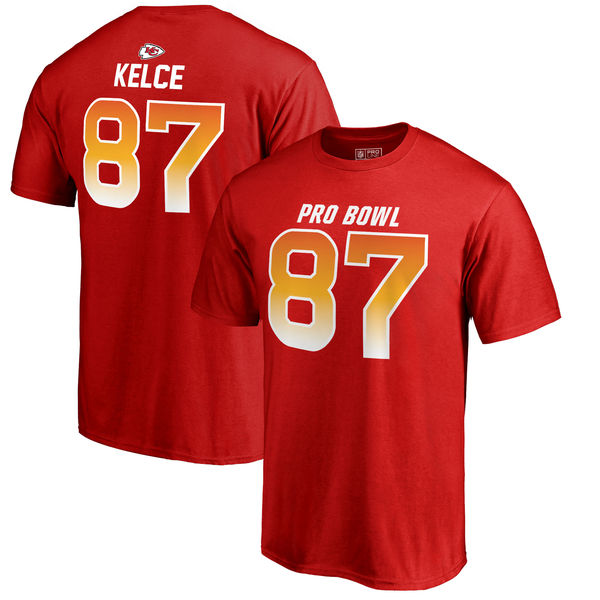 Chiefs Travis Kelce AFC Pro Line 2018 NFL Pro Bowl Red T-Shirt