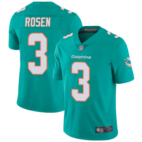 Men's Miami Dolphins #3 Josh Rosen Aqua Green Vapor Untouchable NFL Limited Stitched Jersey