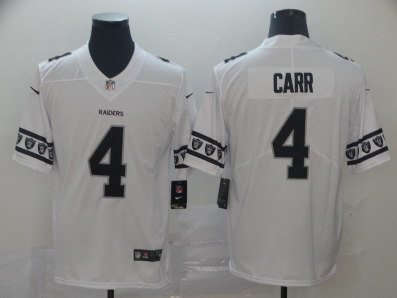 Men's Oakland Raiders #4 Derek Carr White 2019 Team Logo Cool Edition Stitched NFL Jersey