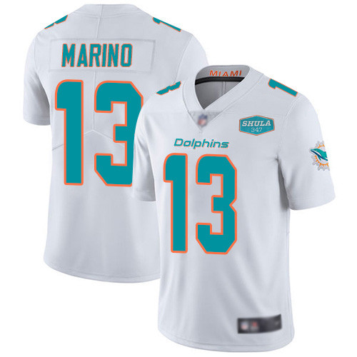 Men's Miami Dolphins #13 Dan Marino White With 347 Shula Patch 2020 Vapor Untouchable Limited Stitched NFL Jersey