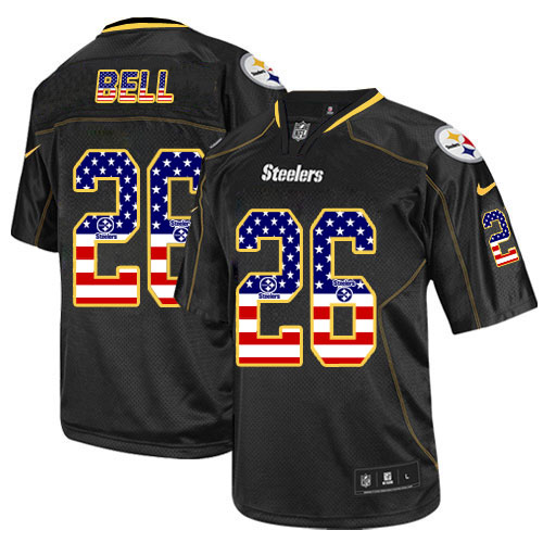 Men's Nike Steelers #26 Le'Veon Bell Black USA Flag Fashion Elite Stitched Jersey