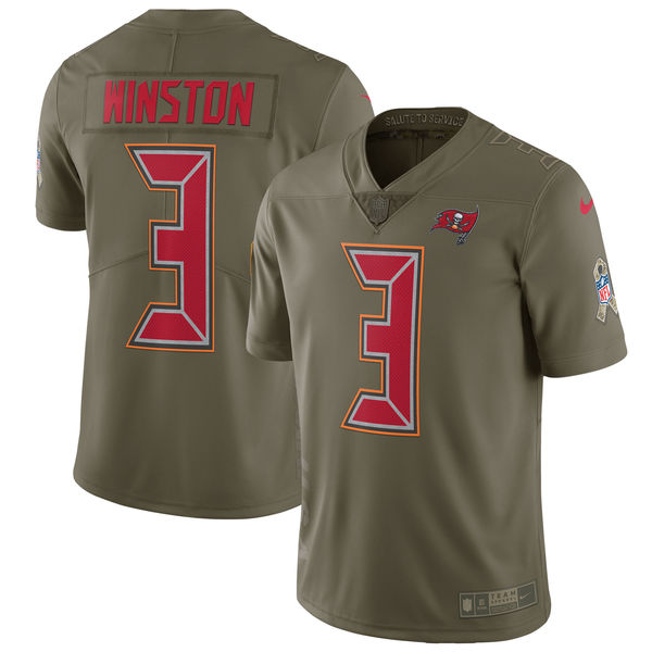 Men's Nike Tampa Bay Buccaneers #3 Jameis Winston Olive Salute to Service Limited Stitched NFL Jersey