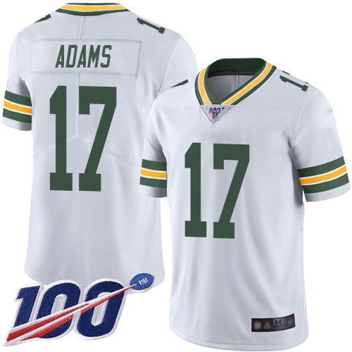 Men's Green Bay Packers #17 Davante Adams 2019 White 100th Season Vapor Untouchable Limited Stitched NFL Jersey