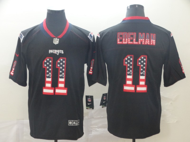 Men's New England Patriots #11 Julian Edelman Black 2018 USA Flag Color Rush Limited Fashion NFL Stitched Jersey