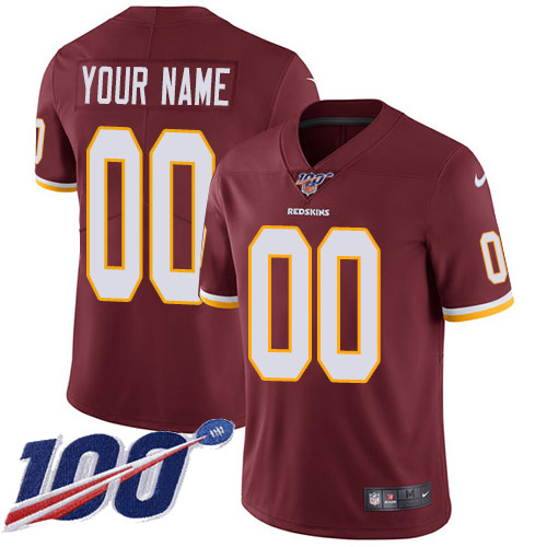 Men's Redskins 100th Season ACTIVE PLAYER Burgundy Red Limited Stitched NFL Jersey