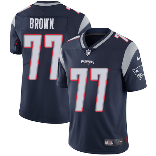 Men's New England Patriots #77 Trent Brown Navy Blue Vapor Untouchable Limited Stitched NFL Jersey