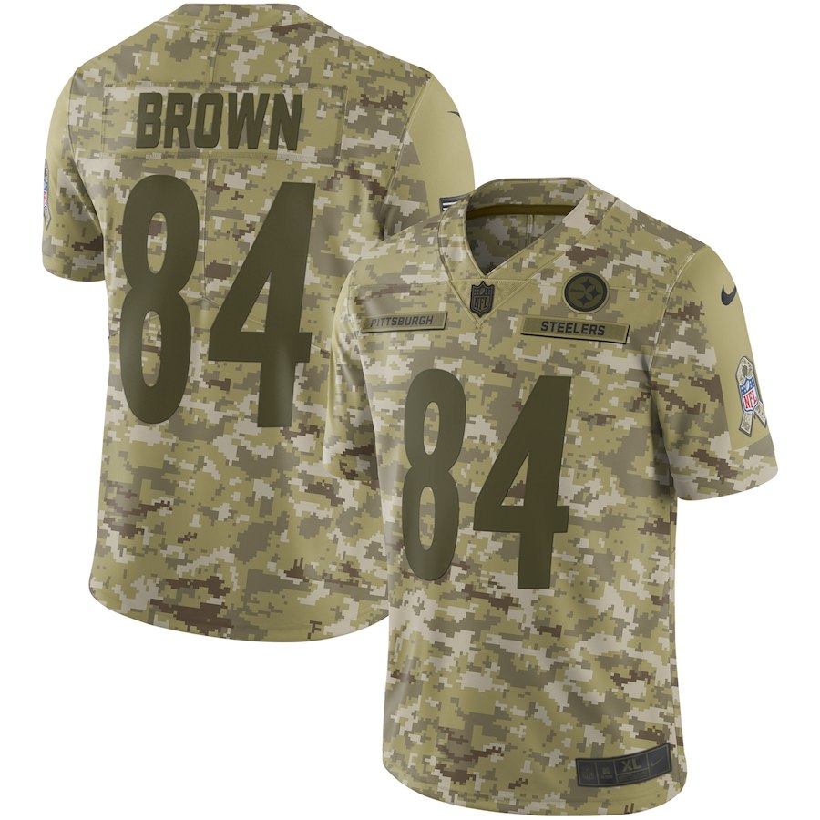 Men's Steelers #84 Antonio Brown 2018 Camo Salute to Service Limited Stitched NFL Jersey