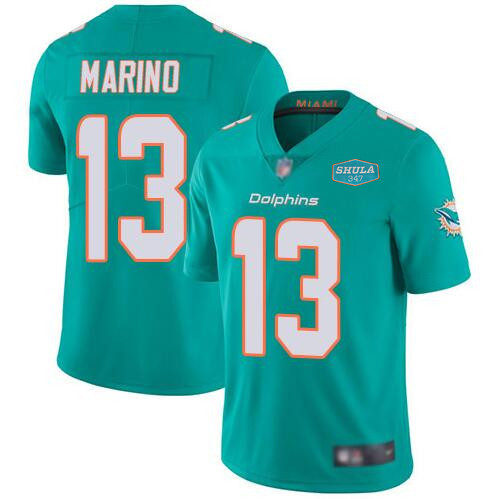 Men's Miami Dolphins #13 Dan Marino Aqua With 347 Shula Patch 2020 Vapor Untouchable Limited Stitched NFL Jersey