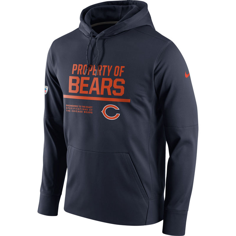 Men's Chicago Bears Navy Sideline Stack Performance Pullover Hoodie ...