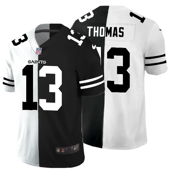 Men's New Orleans Saints #13 Michael Thomas Black White Split 2020 Stitched Jersey