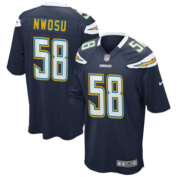 Men's Los Angeles Chargers #58 Uchenna Nwosu Navy 2018 NFL Draft Pick Game Jersey