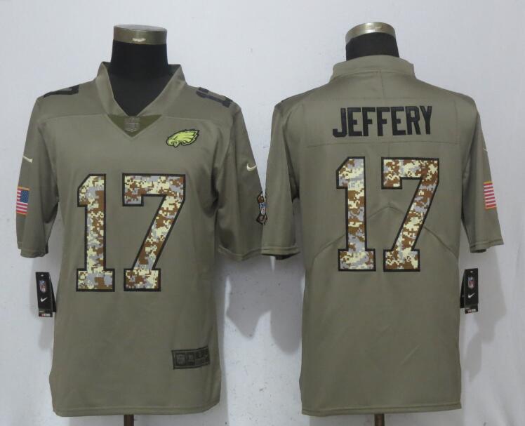 Men's Philadelphia Eagles #17 Alshon Jeffery Olive Camo Salute To Service Limited Stitched NFL Jersey