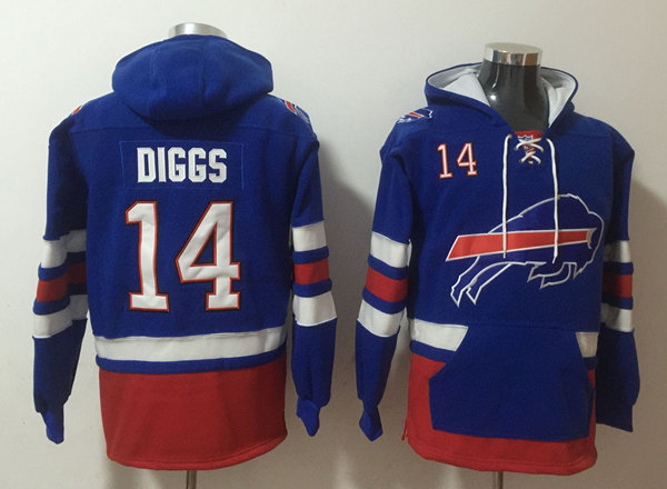 Men's Buffalo Bills #14 Stefon Diggs Blue Ageless Must-Have Lace-Up Pullover Hoodie