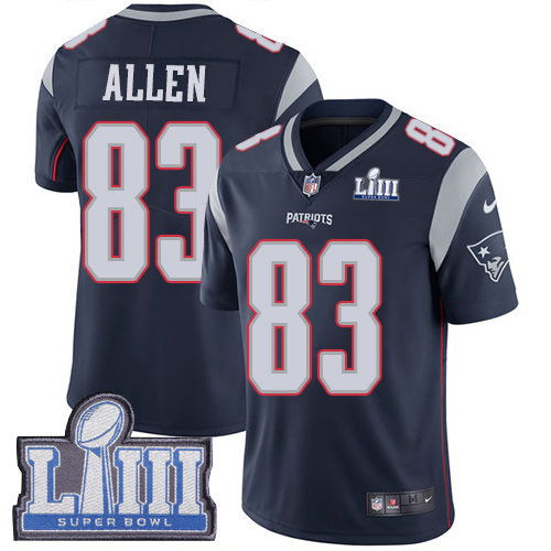 Men's New England Patriots #83 Dwayne Allen Navy Blue Super Bowl LIII Vapor Untouchable Limited Stitched NFL Jersey