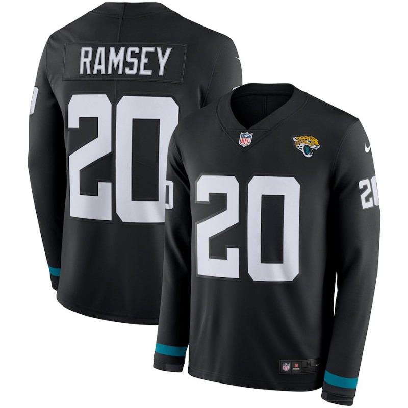 Men's Jaguars #20 Jalen Ramsey Black Therma Long Sleeve Stitched NFL Jersey