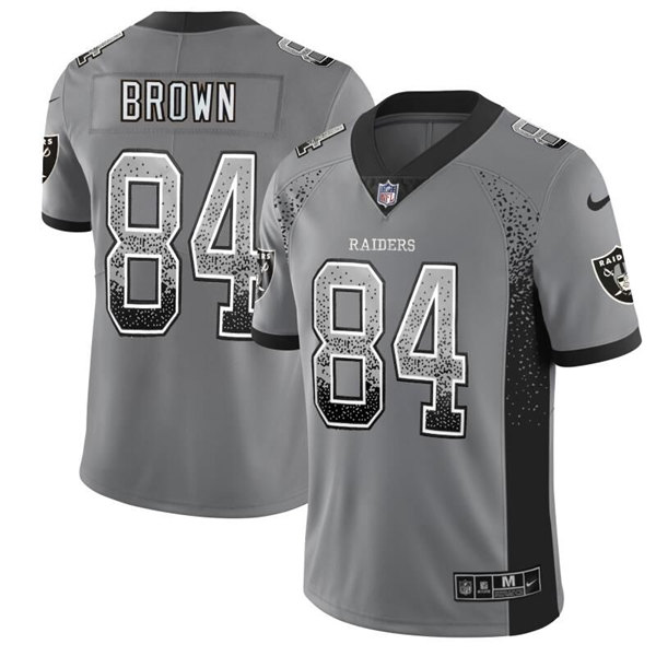 Men's Oakland Raiders #84 Antonio Brown Gray Drift Fashion Color Rush Limited Stitched NFL Jersey
